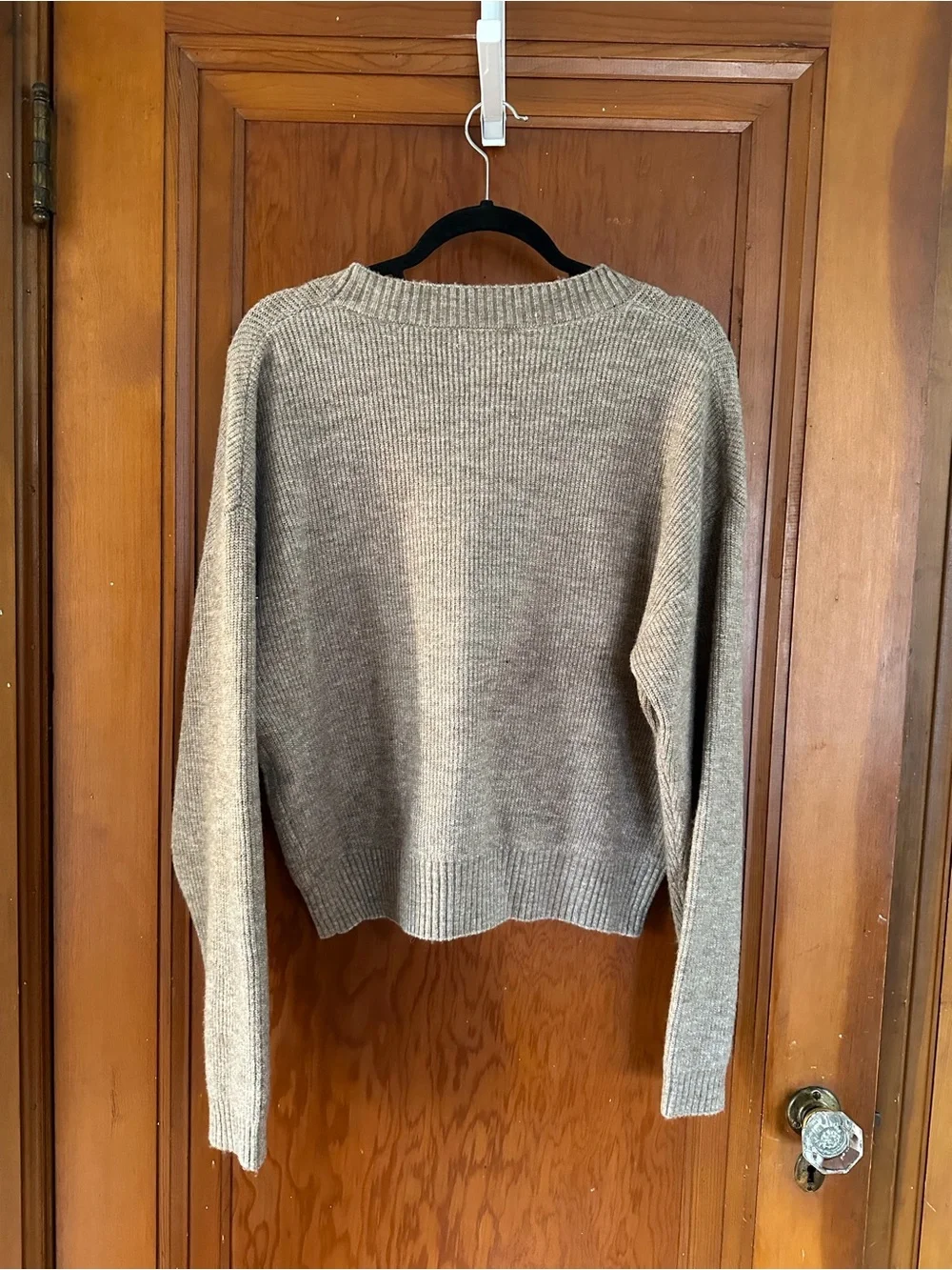 Mod Ref Taupe Ribbed V-Neck Button Cardigan - Picture 3 of 4
